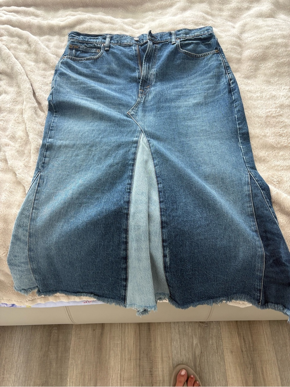 Polo by Ralph Lauren Blue Denim Panel Maxi Skirt
